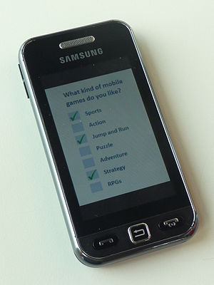 English: Survey on a mobile phone